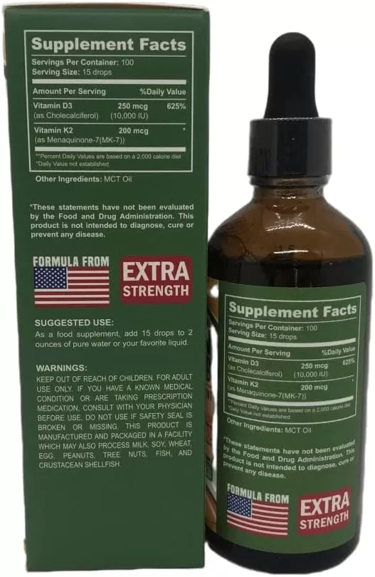 Vitamin D3 K2 Supplement Liquid Drops – 100ml Bone & Heart Health Formula - Image 6