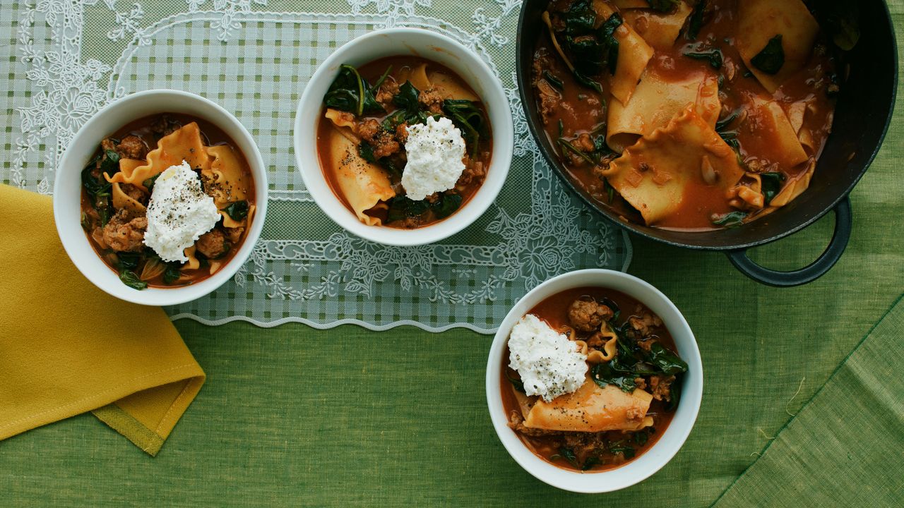 Lasagna Soup With Spinach and Sausage Recipe