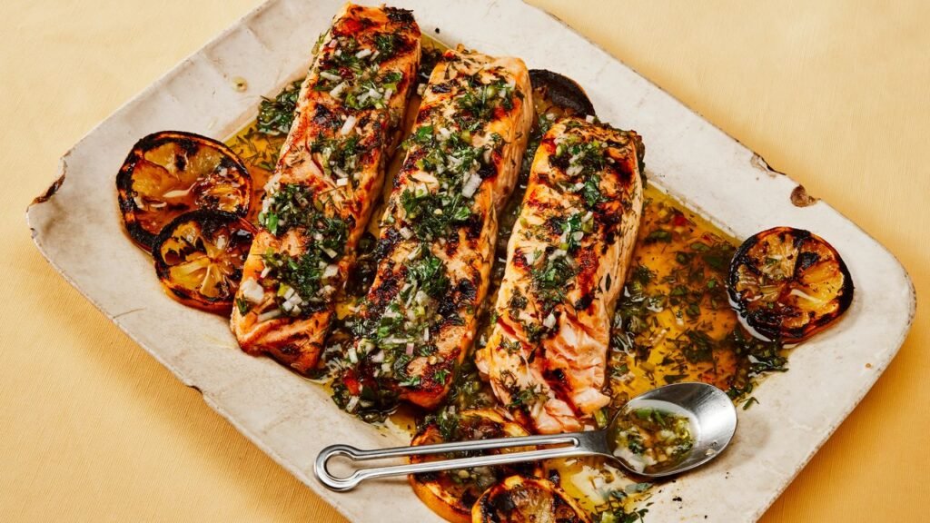 Grilled Salmon With Dill Chimichurri Recipe