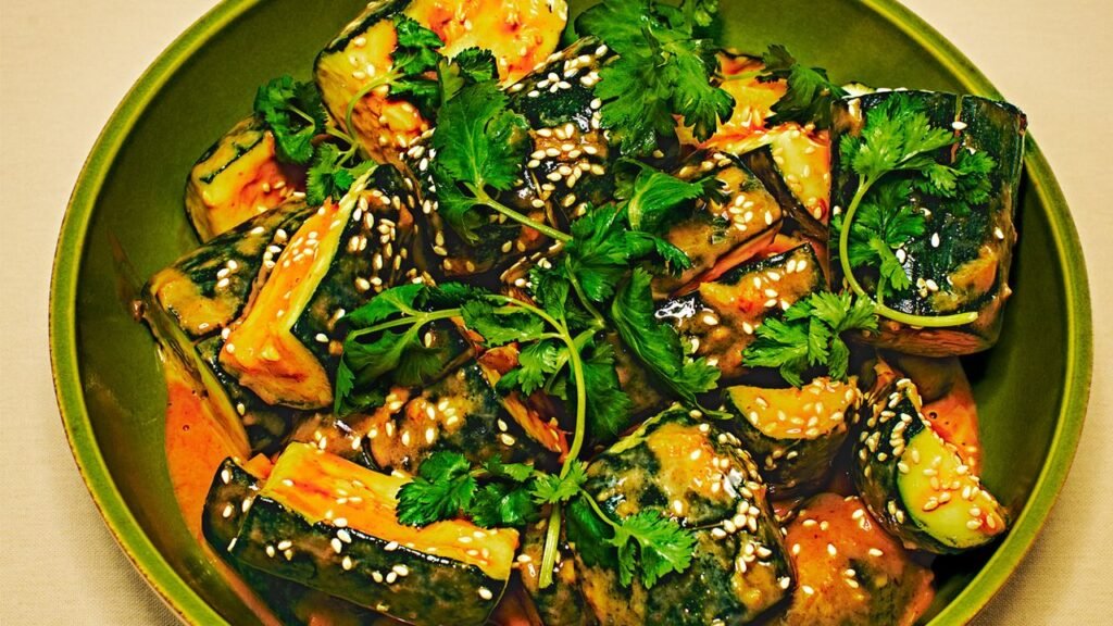 Smashed Zucchini With Tahini-Ginger Dressing Recipe