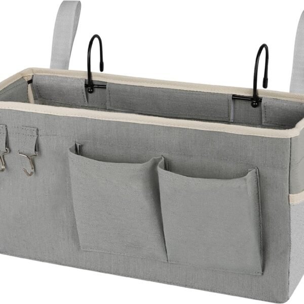 Bedside Caddy Organizer with Hooks – Hanging Storage Bag for Bunk Beds, Dorm Rooms and Hospital Beds