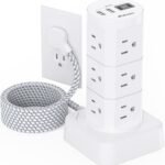 Power Strip Tower with Surge Protection, 12 AC Outlets, 4 USB Ports and 6FT Flat Plug Extension Cord