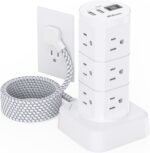 Power Strip Tower with Surge Protection, 12 AC Outlets, 4 USB Ports and 6FT Flat Plug Extension Cord